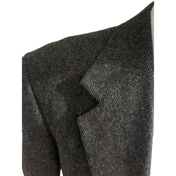 Haggar Men's Blazer Jacket 44L Charcoal Gray Wool Herringbone Made in USA - Picture 4 of 15